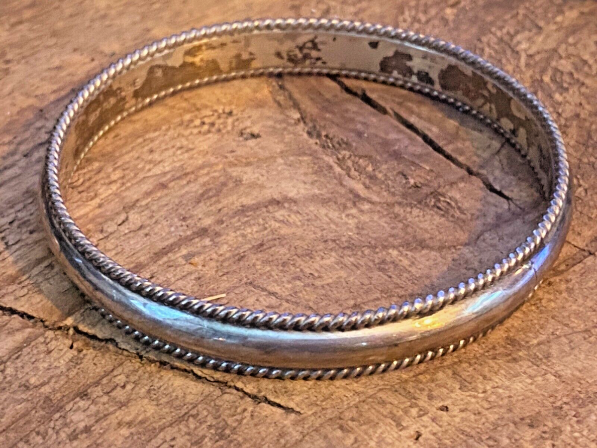 アクセサリー Navajo Sterling Silver Bangle TAHE 53g Native American Nora Tahe Navajo Sterling Silver Bangle Bracelet