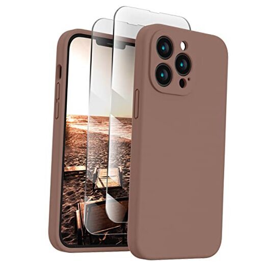 for iPhone 13 Pro Max Case, Silicone Upgraded [Camera Protection] Light Brown