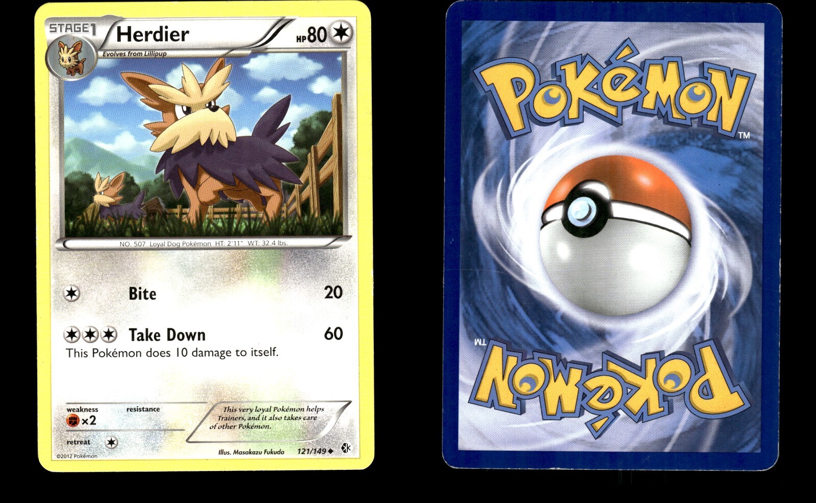 Pokemon Boundaries Crossed Herdier 121/149 See Image