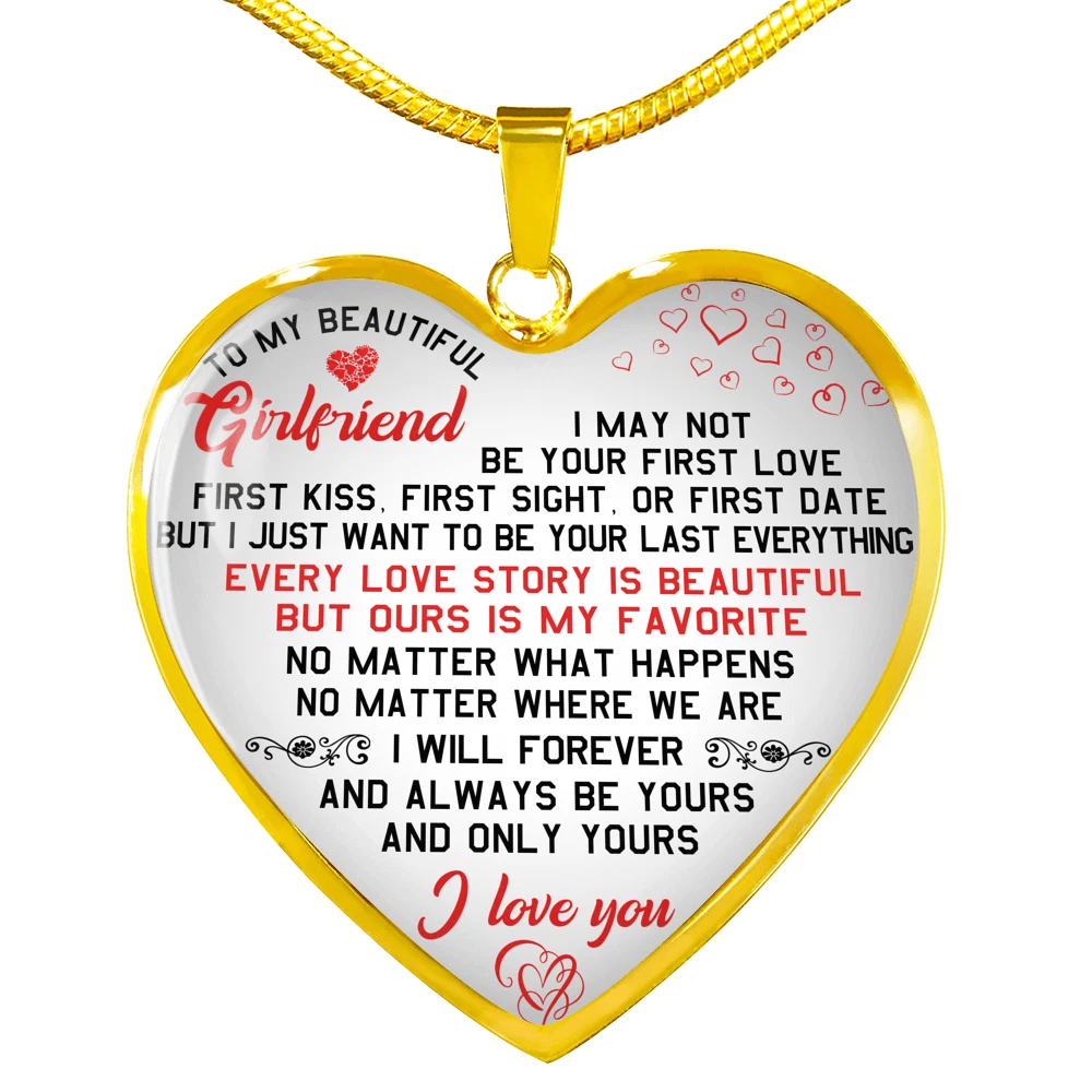 To My Beautiful Girlfriend Necklace Heart Pendant Gift Love You
