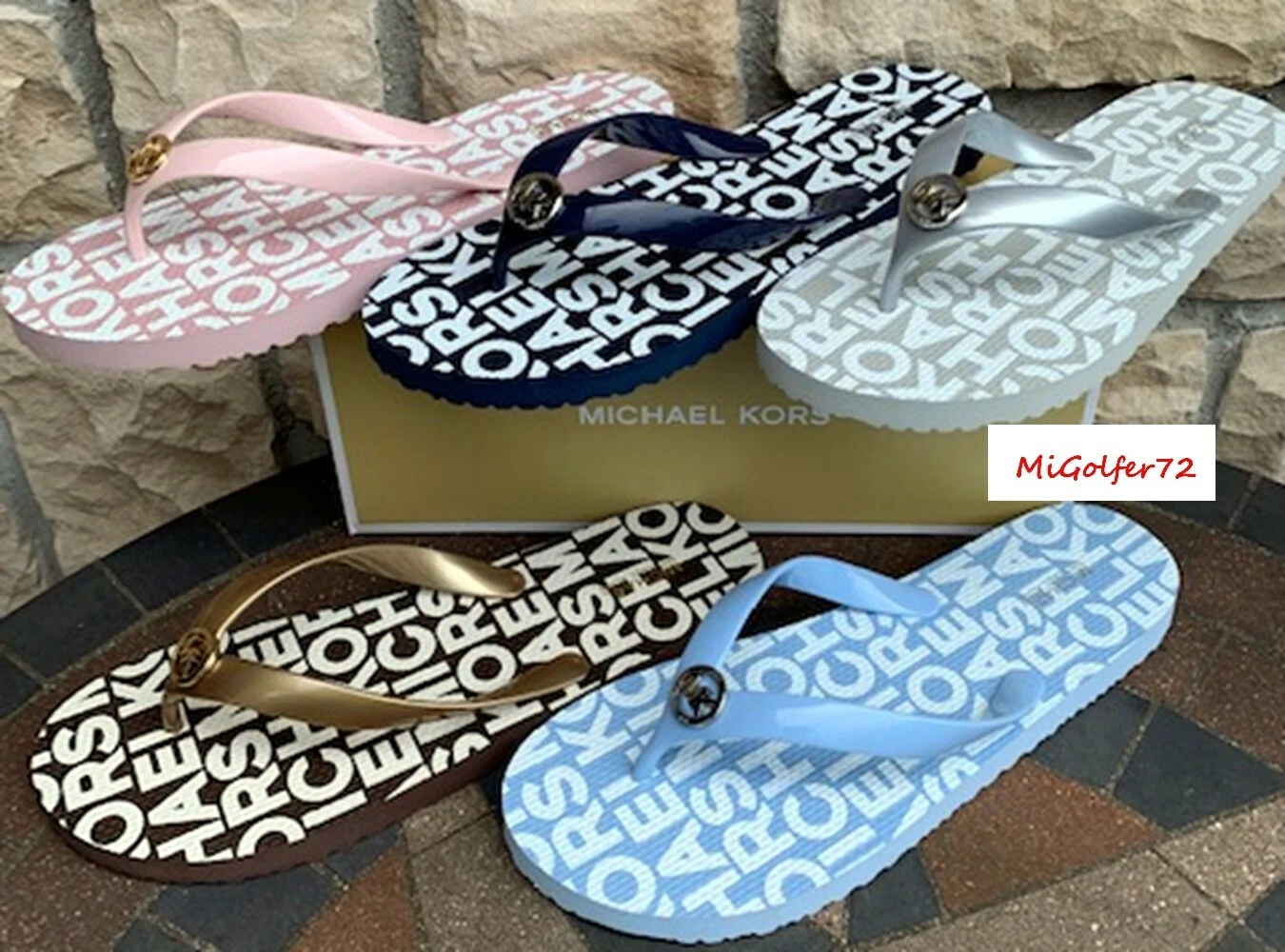 Michael Kors New in Box MK Logo PVC Flip Flops - Choose Your Size and Color!