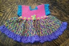 Beautiful Crocheted Baby Dress  Wonderful Bright Colors  Great for Pictures 