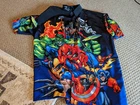 Vintage 2002 Marvel comics x men avengers all over print Medium button up NWT