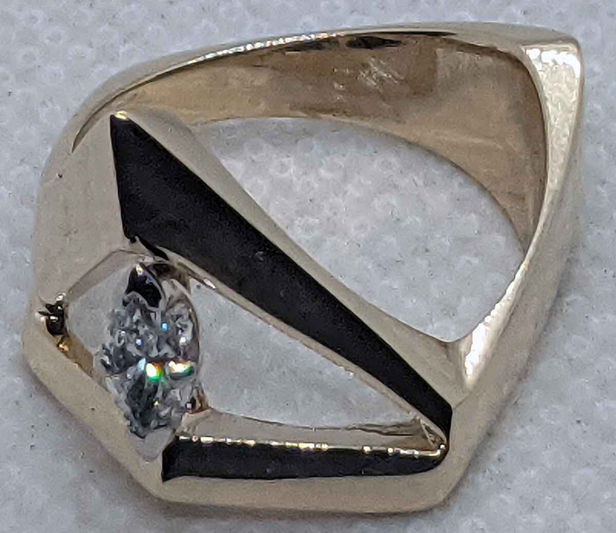 14k Solid Yellow Gold Designer Single Diamond Odd… - image 20