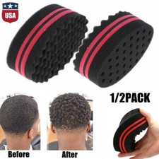 2  Double Side Magic Hair Brush Sponge Twist Wave Barber Afro Hair Curl Wave Red