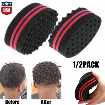 Double-Sided Magic Hair Brush Sponge for Curls - Red Afro Curl Wave Tool