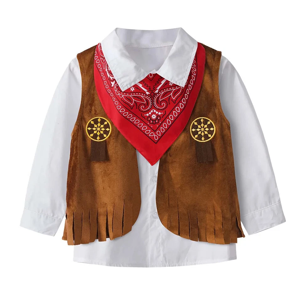 Disfraz de vaquero para niños Disfraz occidental Juegos con disfraces para eventos de Halloween Trajes de rendimiento Foto 2 de 4