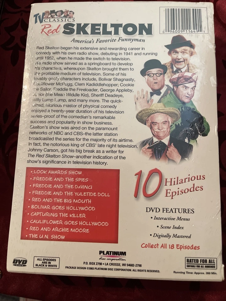 Red Skelton (DVD, 2003, 2-Disc Set, 10 Episodes) 360 min TV Classics Platinum - Image 4 of 4