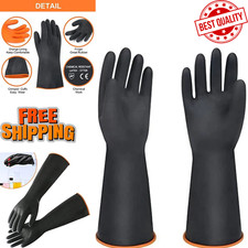 14 Latex Chemical Resistant Reusable Heavy Duty Long Rubber Gloves XL/XS Size