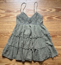 Women’s American Eagle Olive Green Babydoll Mini Sleeveless Dress size S Small
