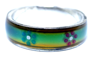 Blumen Band Ring durchscheinend grün Harz silberfarben Modeschmuck Gr. S