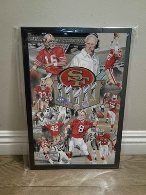 San Francisco 49ers Super Bowl Championship history  Framed Poster 12''x18'' NEW