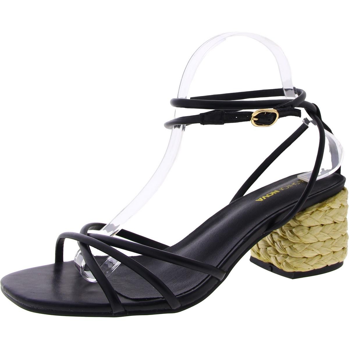 Модные женские черные туфли Nova с ремешками на блочном каблуке 11 см (B, M) BHFO 5198