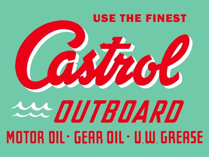 CASTROL Outboard Motor Oil, Gear Oil, Grease NEW Metal Sign: 12x16" Ships Free