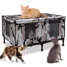 Outdoor Cat House - Weatherproof Outdoor Cat Shelter with 2 Doors  Rain Cove...
