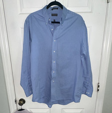 Arrow Blue Check Wrinkle Free Button-Down Dress Shirt L 32/33 Long Sleeve