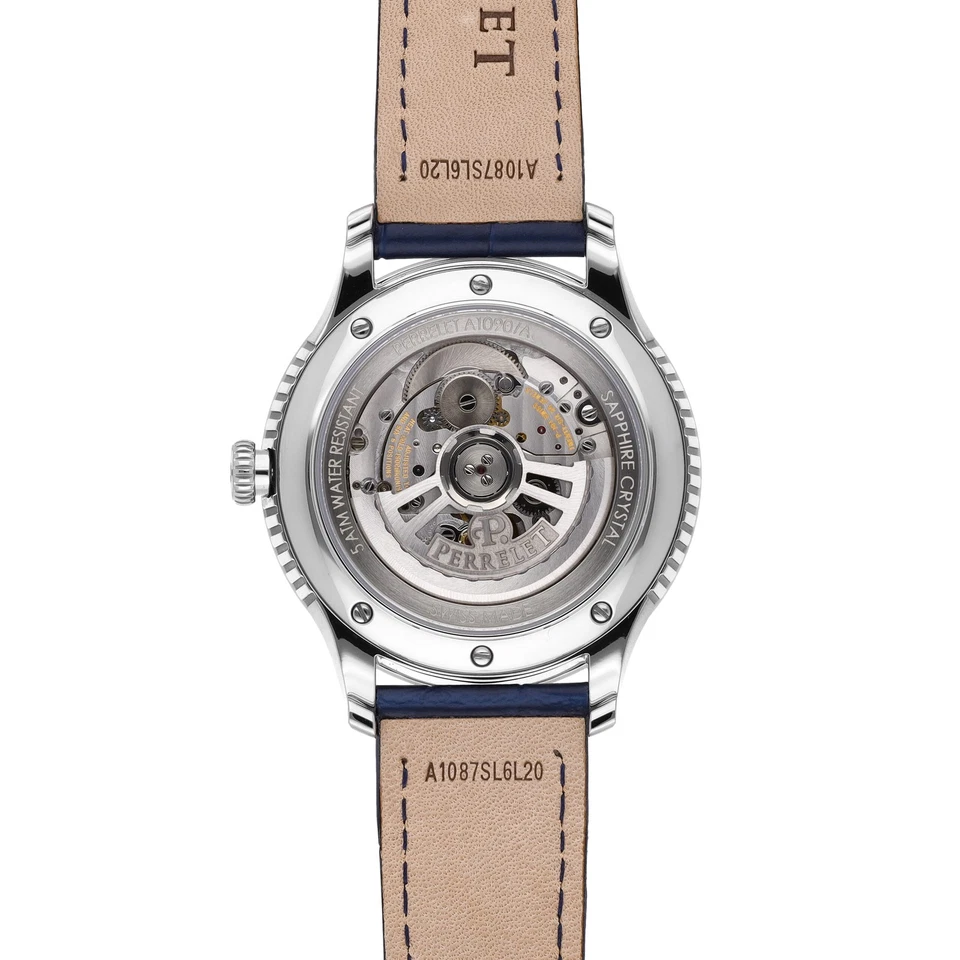 Relógio masculino automático Perrelet duplo rotor mostrador azul 42,5 mm A1090/D - Imagem 4 de 4