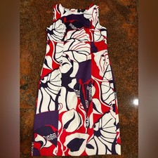Worth Women’s Sz 10 Floral Abstract Sleeveless Lined Sheath Dress Cotton