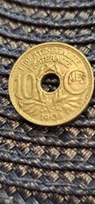 France 10 Centimes 1938 Coin Hole in Center
