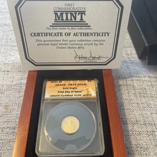 ANACS PR70 DCAM Gold Eagle 2011-W First Day of Issue