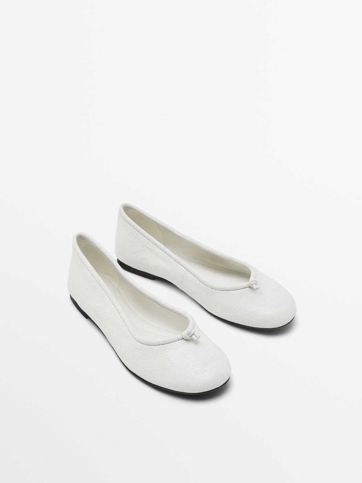 Massimo Dutti Women's Ivory Flats Genuine Leather Slip On Casual Shoes