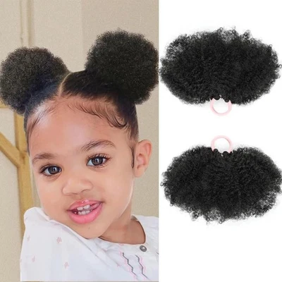 2Pcs Natural Kids Synthetic Puff Ponytail for Black Women