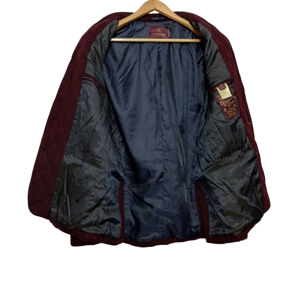 Chaqueta Blazer Scotch & Soda Borgoña Mezcla Lana Acolchada Espiga Parisina L Foto 2 de 4