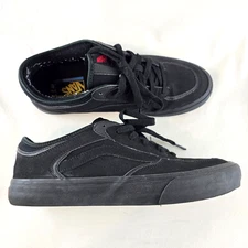Vans Rowley Pro Mens Size 11 Black Suede Skate Shoes Cush Sole Low Top Sneakers