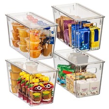 ClearSpace Plastic Storage Bins with Lids for Pantry Fridge, 4 Pack, Clear