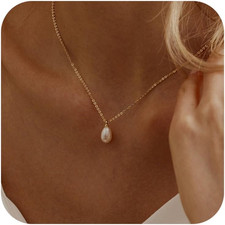 Pearl Necklace for Women Trendy,14K Gold Plated Necklace Dainty Wedding Necklace
