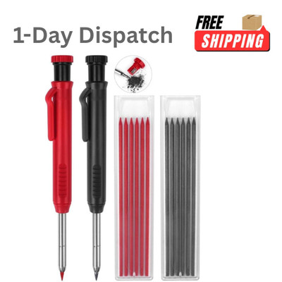 2 Pack Carpenter Mechanical Pencils Deep Hole Marker with 12 Refills Set