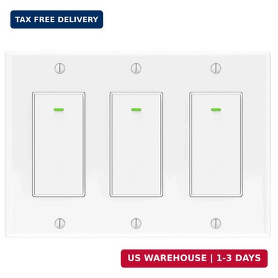 Alexa Light Switch, Smart WiFi Light Switches, Smart Switch 3 Gang，Compatible wi