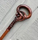 Hand Carved Wooden Walking Stick: Unisex Cane