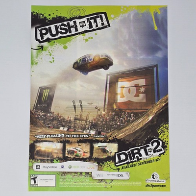 #ad Dirt 2 Xbox 360 PlayStation 3 PS3 Wii NDS Push It Printer Ad Poster $14.96