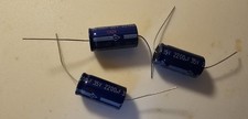 Image of Capacitors 2200uF 35v x 3 pack, Axial Electrolytic Blue D.15mm x L.30mm