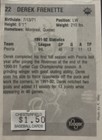 Derek Frenette Peoria Rivermen autographed hockey card (1992-93 #22) — photo 2
