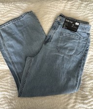 Ladies Patch Pocket Wide Leg Jeans Size 18