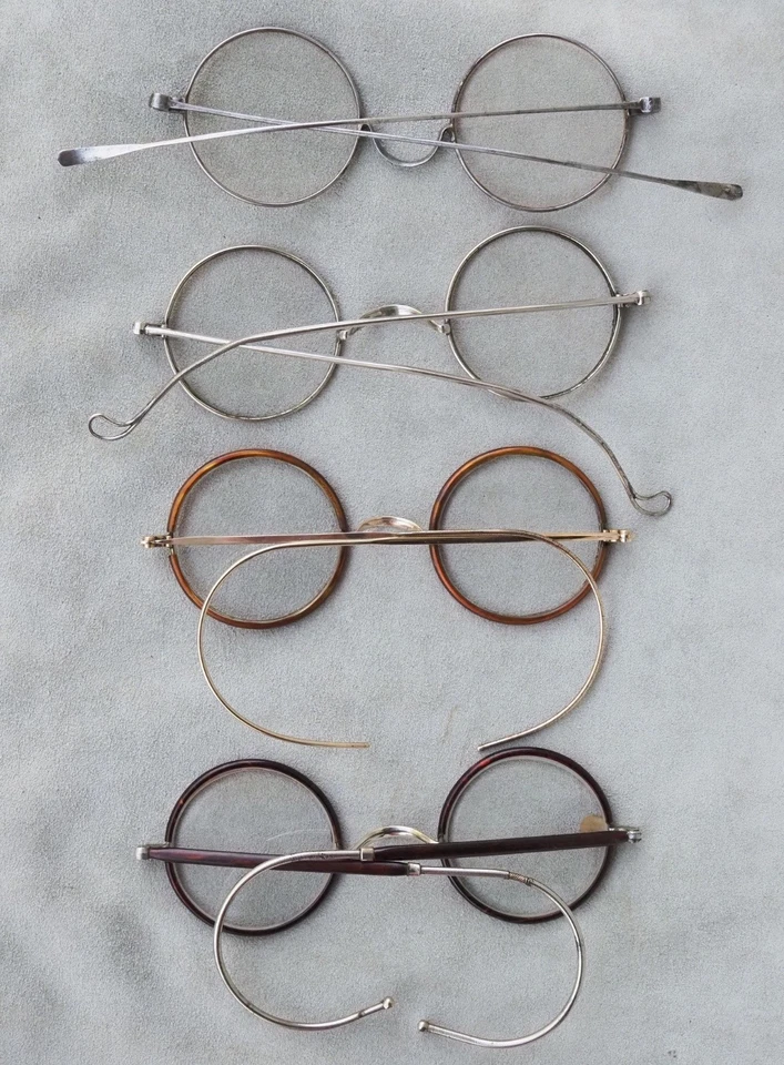 Lot paires de lunettes  anciennes 1920-1930 vintage antique 4 pairs of glasses - Photo 2/4