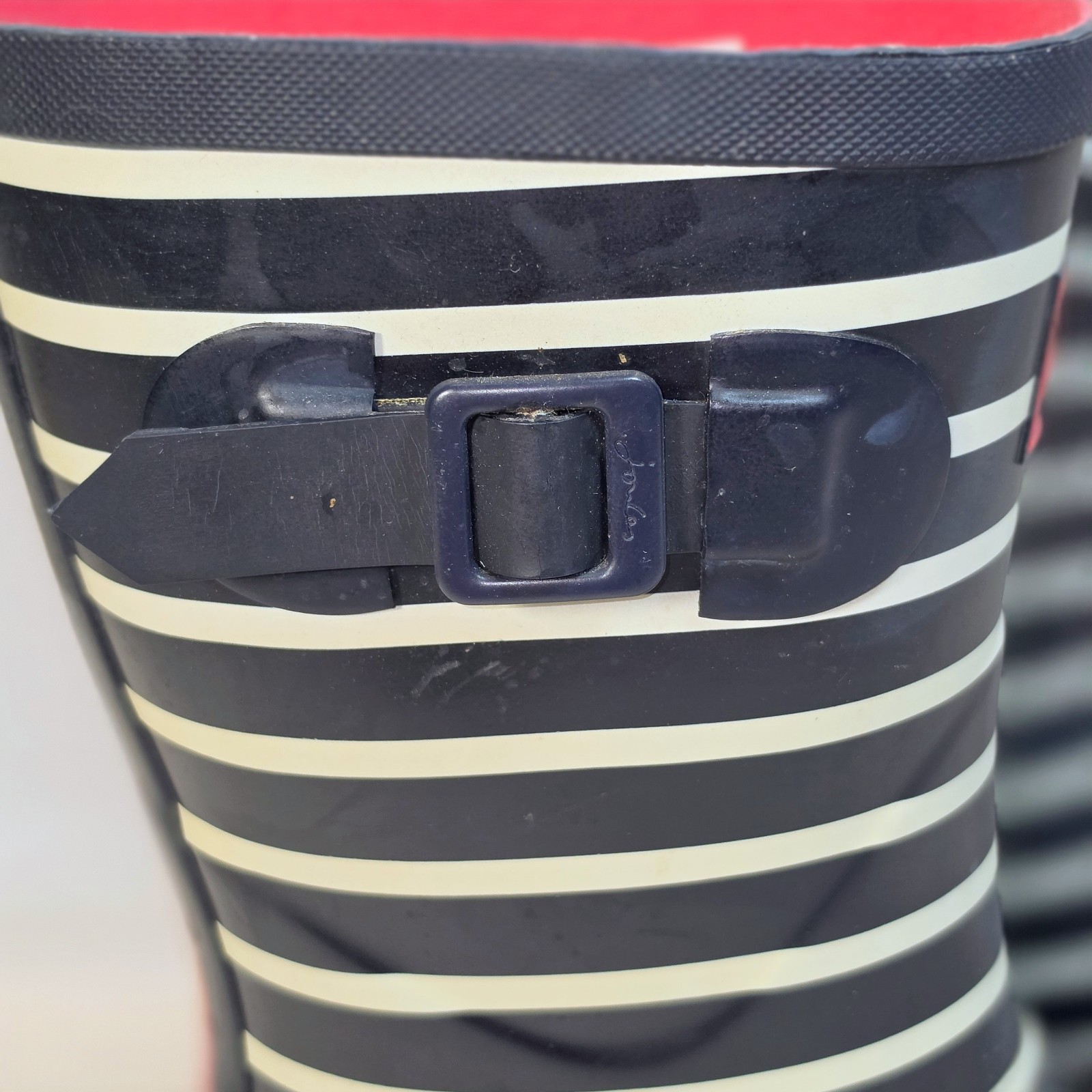 🔥  Joules Wellies Women's Tall Rain Boots Striped Navy White Britain Size 9 🌧 image 3