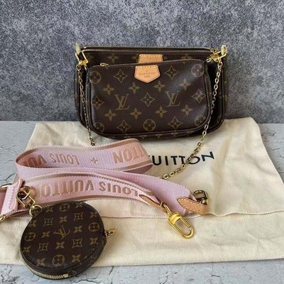 Louis Vuitton Multi Pochette Accessoires Monogram Pink Clutch Crossbody auth.
