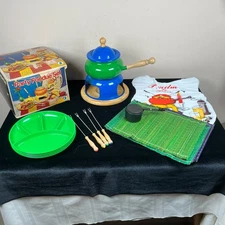 Vintage JC Penney Party Fondue Set 18 Piece Complete Boxed