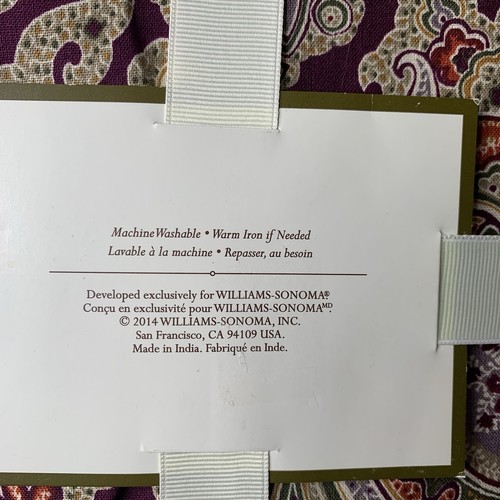 WILLIAMS SONOMA Tablecloth Rectangle 70x90 Lenora Paisley Cotton New - Picture 4 of 7