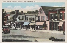 Postcard Main Street Business Section Port Jefferson Long Island NY