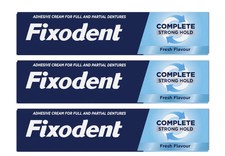 3x Fixodent Cream Complete Strong Hold Adhesive Denture Cream Original 47g