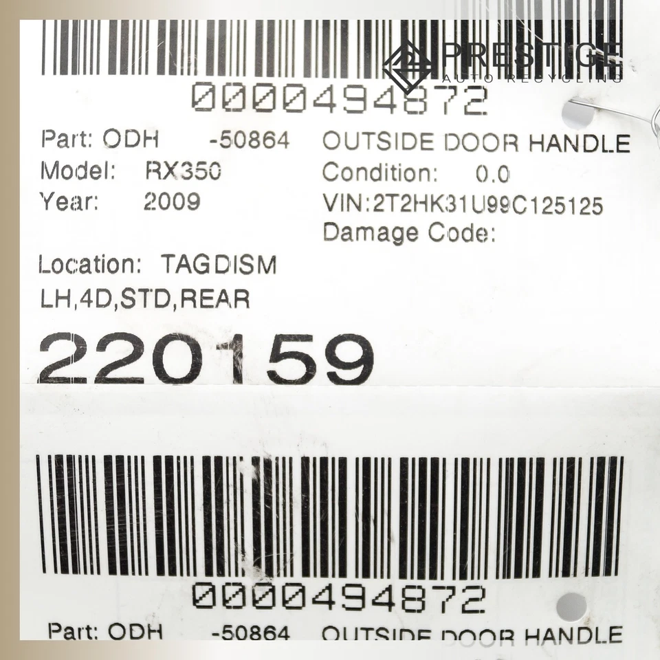 Lexus RX350 RX400h GX470 2008 2009 manija de puerta exterior trasera izquierda 69210-58010 Foto 4 de 4