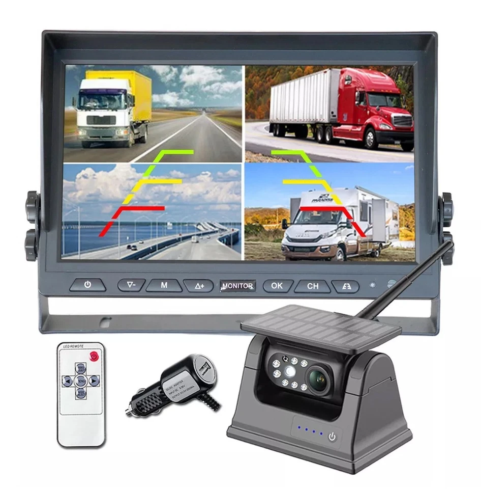 9" 1 ch DVR Monitor Magnetic Standby Mode Solar Wireless Backup Camera RVs Truck - Image 2 of 4
