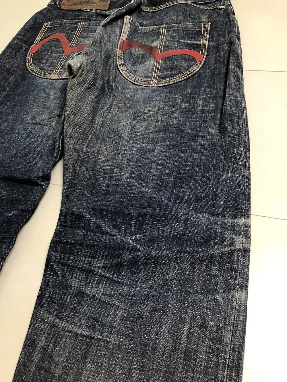 EVISU Yamane Vintage Painted Seagull Indigo Selvedge Jeans (Size 33) - Fits 32 image 5