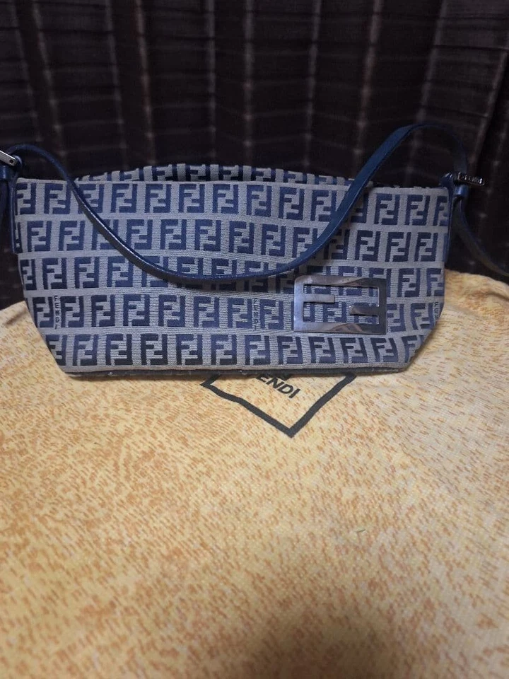 Fendi Zucca toile logo FF plaque marine accessoire sac à main sac à main - Photo 1/4