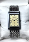 Vintage Refurbished Seiko Slim Tank Yellow Quartz Japan Men's Wrist Watch