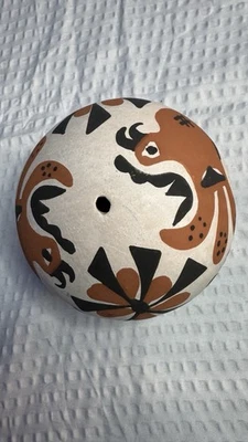 Acoma Pueblo Hand Painted Seed Pot ,Bird & Floral Signed LC, Native American - Image 1 of 4